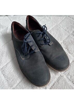 Johnston & Murphy | Navy Oiled Leather Walden Lace Up Shoes | Size 13